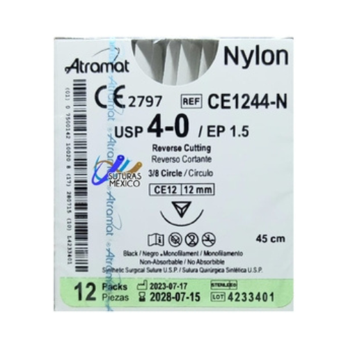 NYLON 4/0 C/AGUJA 12 MM C/12 CE 1244