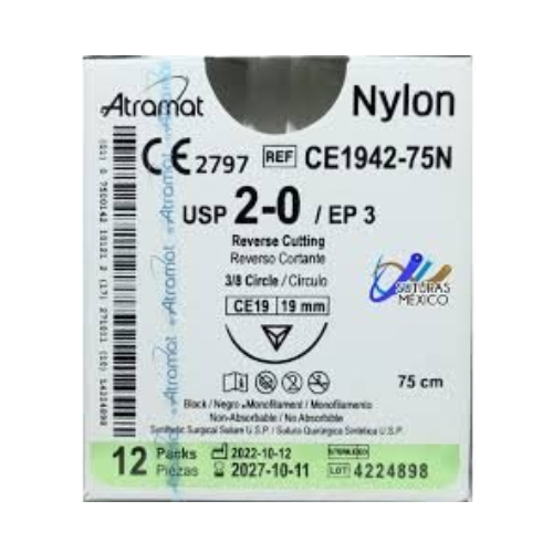 NYLON 2/0 3/8 CE-19 MM 45CM CE1942 C/12