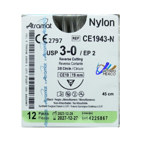 NYLON 3/0 3/8 CE-19 MM 45 CM CE1943 C/12
