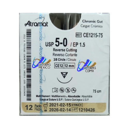CATGUT CROMICO 5/0 20MM 70CM R2015 C/12