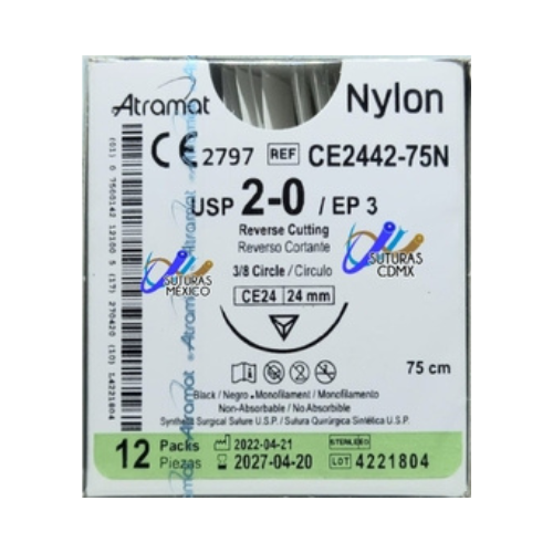 NYLON 2/0 24 MM 45 CM CE2442 C/12