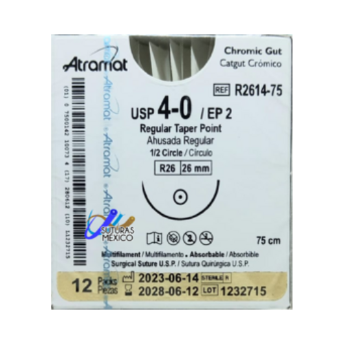 CATGUT CROMICO 4/0 1/2 26MM 75CM R2614 C