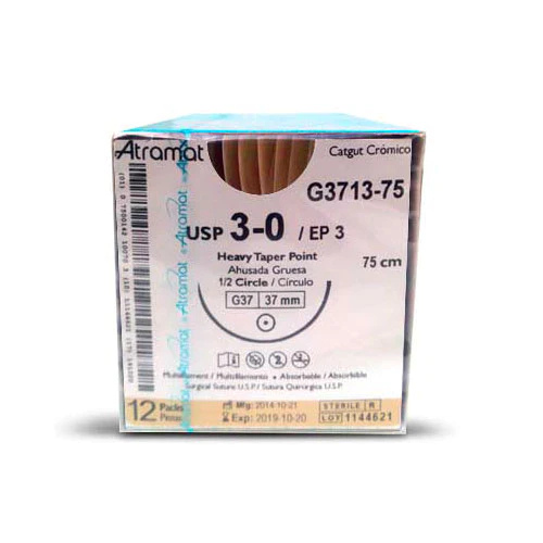 CATGUT CROMICO 3/0 1/2 G37MM 75 CM G3713
