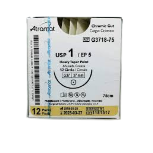 CATGUT CROMICO 1 1/2 37MM 75CM G3718 C/