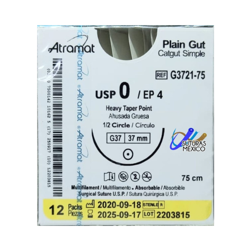 CATGUT SIMPLE 1/0 37MM 75CM G3721 C/12