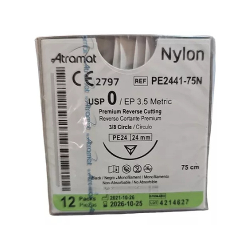 NYLON 1/0 3/8 PE 24 MM 75 CM PE2441 C/12