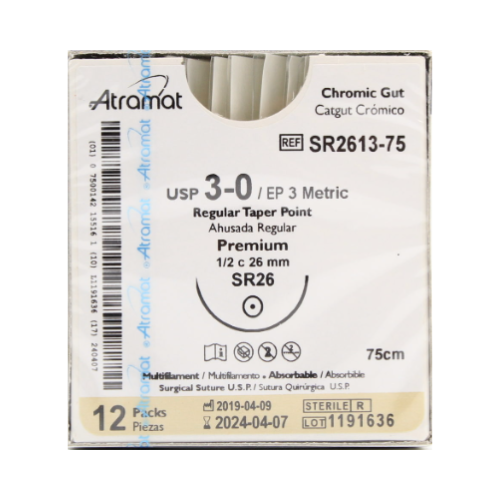 CATGUT CROMICO 3/0 R26 MM 75 SR2613 C/12