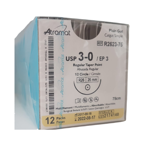 CATGUT SIMPLE 3/0 1/2 26MM 75CM SR2623 C