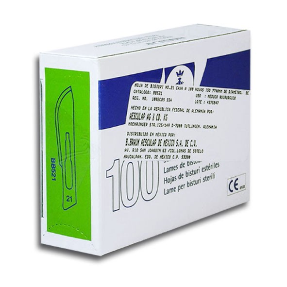 HOJA BISTURI ESTERIL No.21 C/100 (VERDE)