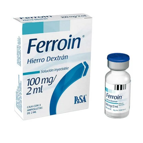 * FERROIN 100 MG/2ML. C/3 AMP