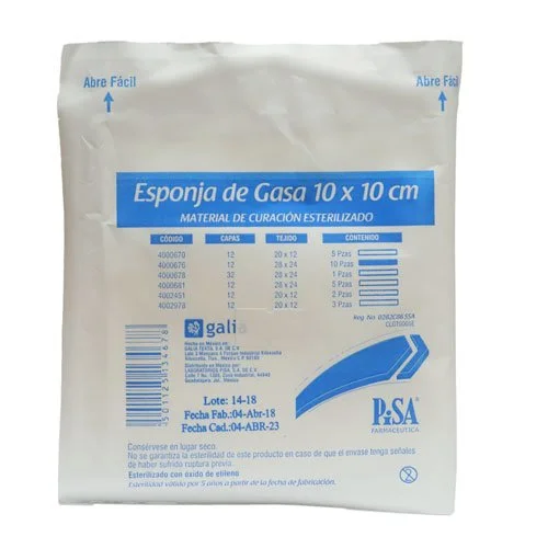 ESP D/GASA 10X 10 CM 28X24 C/10 ESTERIL