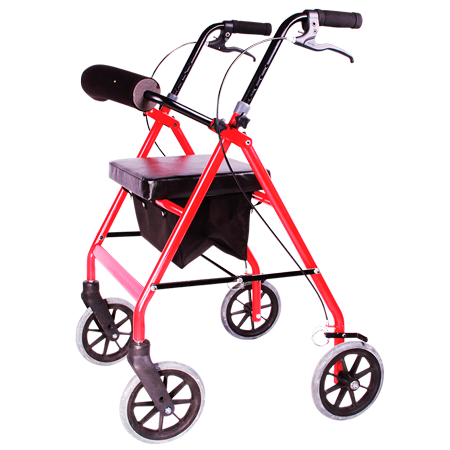 ANDADERA ROLLATOR PLAG DE ACERO ROJA